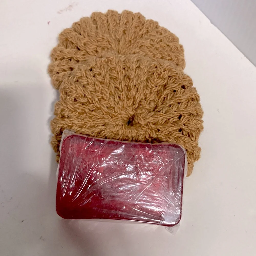 Glycerin Soap with Face and Body Wash Brown Scrubbies Scrubby Set of 2